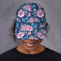 Pink Flowers And Hummingbird Print Baseball Cap