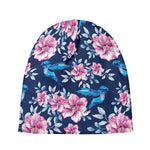Pink Flowers And Hummingbird Print Beanie