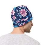 Pink Flowers And Hummingbird Print Beanie
