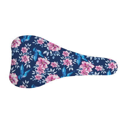 Pink Flowers And Hummingbird Print Bicycle Seat Cover