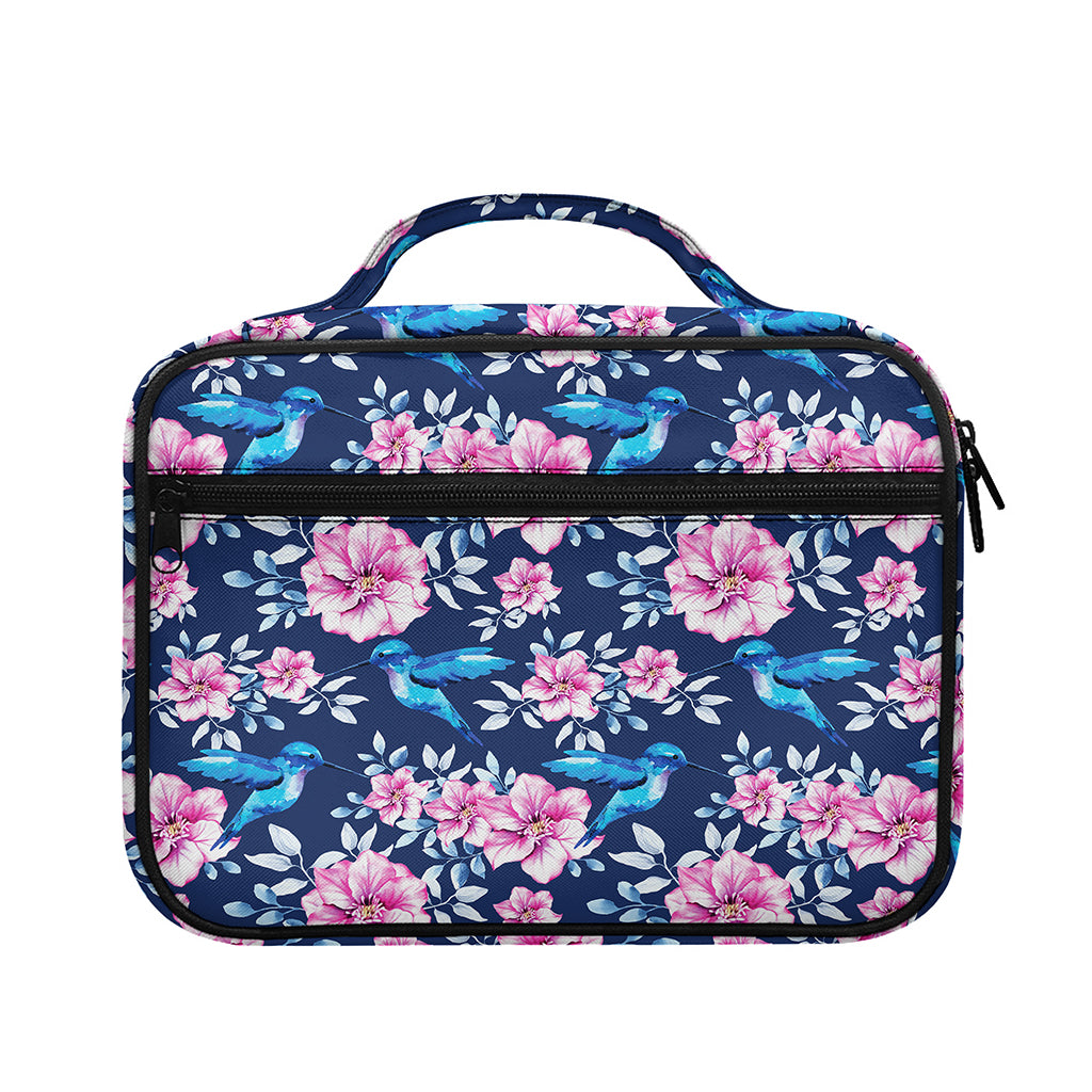 Pink Flowers And Hummingbird Print Briefcase Bible Bag