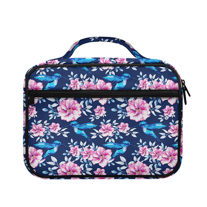 Pink Flowers And Hummingbird Print Briefcase Bible Bag