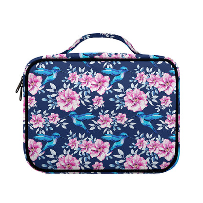 Pink Flowers And Hummingbird Print Briefcase Bible Bag