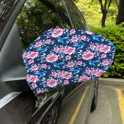 Pink Flowers And Hummingbird Print Car Side Mirror Covers