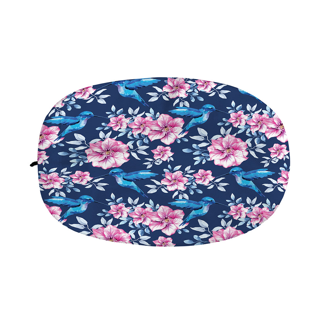 Pink Flowers And Hummingbird Print Car Side Mirror Covers