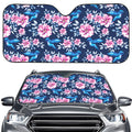 Pink Flowers And Hummingbird Print Car Windshield Sun Shade