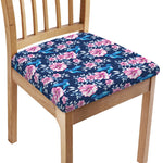 Pink Flowers And Hummingbird Print Chair Cushion Cover