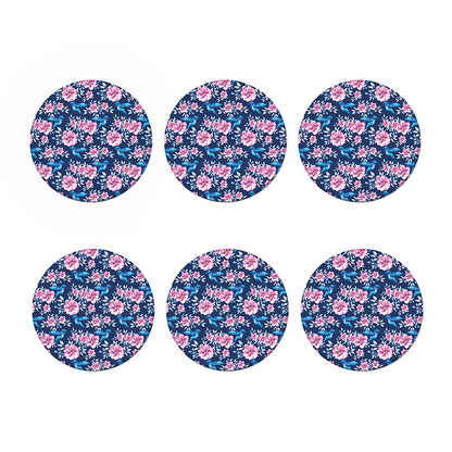 Pink Flowers And Hummingbird Print Coaster Set