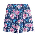 Pink Flowers And Hummingbird Print Cotton Shorts