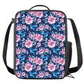 Pink Flowers And Hummingbird Print Crossbody Lunch Bag