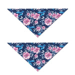 Pink Flowers And Hummingbird Print Dog Bandana