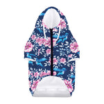 Pink Flowers And Hummingbird Print Dog Zip Up Hoodie