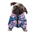 Pink Flowers And Hummingbird Print Dog Zip Up Jacket