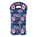 Pink Flowers And Hummingbird Print Double Neoprene Wine Tote