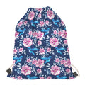 Pink Flowers And Hummingbird Print Drawstring Bag