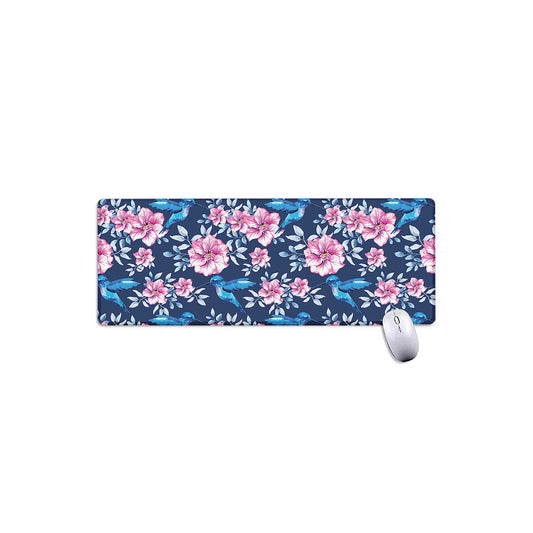 Pink Flowers And Hummingbird Print Extended Mouse Pad