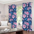 Pink Flowers And Hummingbird Print Extra Wide Grommet Curtains