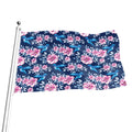 Pink Flowers And Hummingbird Print Flag
