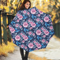 Pink Flowers And Hummingbird Print Foldable Umbrella
