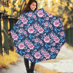 Pink Flowers And Hummingbird Print Foldable Umbrella