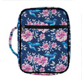 Pink Flowers And Hummingbird Print Front Pocket Bible Bag