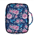 Pink Flowers And Hummingbird Print Front Pocket Bible Bag