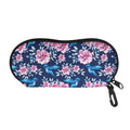 Pink Flowers And Hummingbird Print Glasses Case