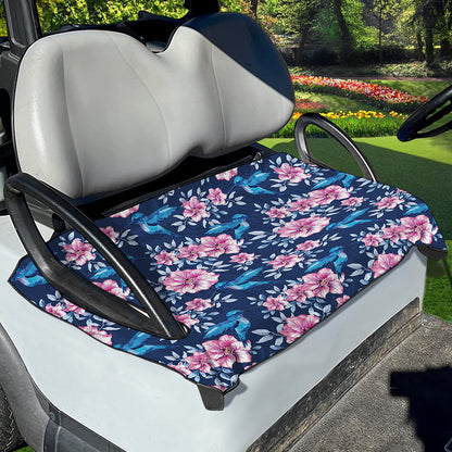 Pink Flowers And Hummingbird Print Golf Cart Seat Cover