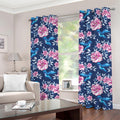 Pink Flowers And Hummingbird Print Grommet Curtains