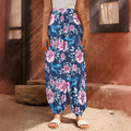 Pink Flowers And Hummingbird Print Harem Pants