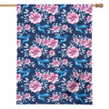 Pink Flowers And Hummingbird Print House Flag