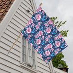 Pink Flowers And Hummingbird Print House Flag
