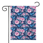 Pink Flowers And Hummingbird Print House Flag