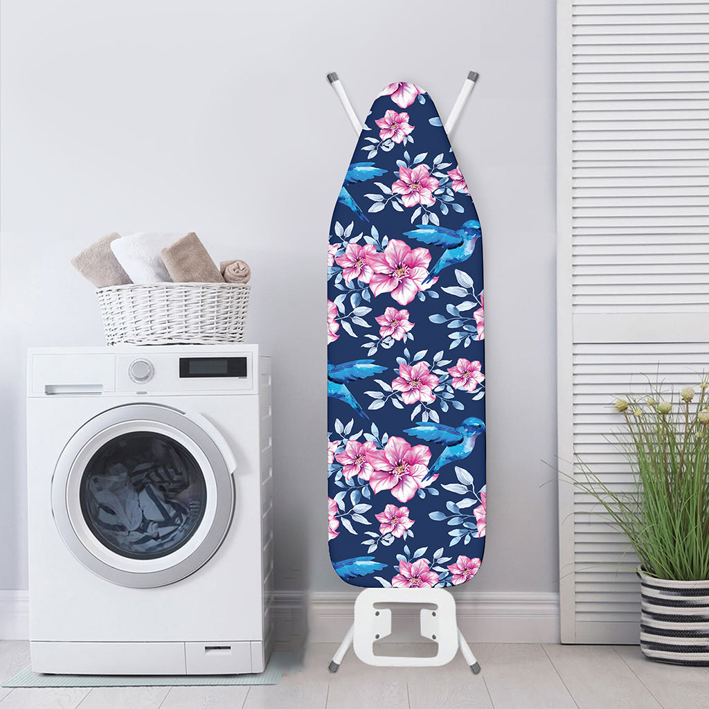 Pink Flowers And Hummingbird Print Ironing Board Cover