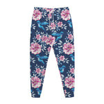 Pink Flowers And Hummingbird Print Jogger Pants