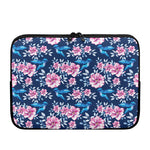 Pink Flowers And Hummingbird Print Laptop Sleeve
