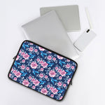 Pink Flowers And Hummingbird Print Laptop Sleeve