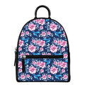 Pink Flowers And Hummingbird Print Leather Backpack