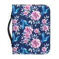 Pink Flowers And Hummingbird Print Leather Bible Cover