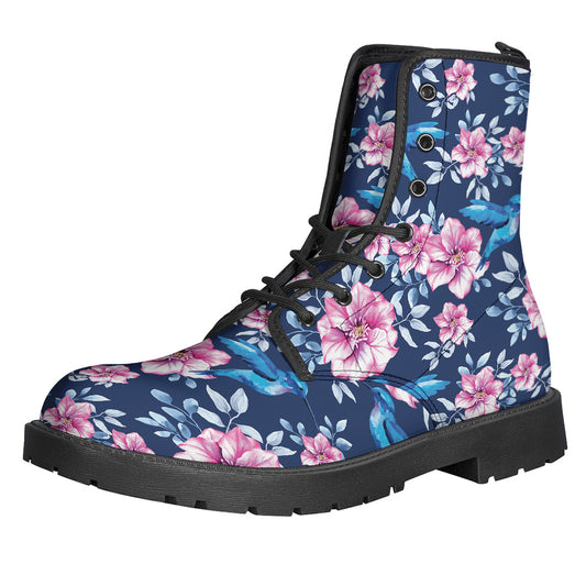 Pink Flowers And Hummingbird Print Backpack
