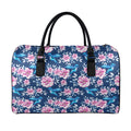 Pink Flowers And Hummingbird Print Leather Duffel Bag