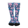 Pink Flowers And Hummingbird Print Long Socks