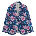 Pink Flowers And Hummingbird Print Men's Blazer
