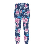 Pink Flowers And Hummingbird Print Men's leggings