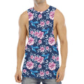 Pink Flowers And Hummingbird Print Men's Muscle Tank Top
