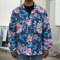 Pink Flowers And Hummingbird Print Men's Shirt Jacket