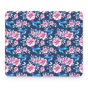 Pink Flowers And Hummingbird Print Mouse Pad