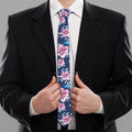 Pink Flowers And Hummingbird Print Necktie