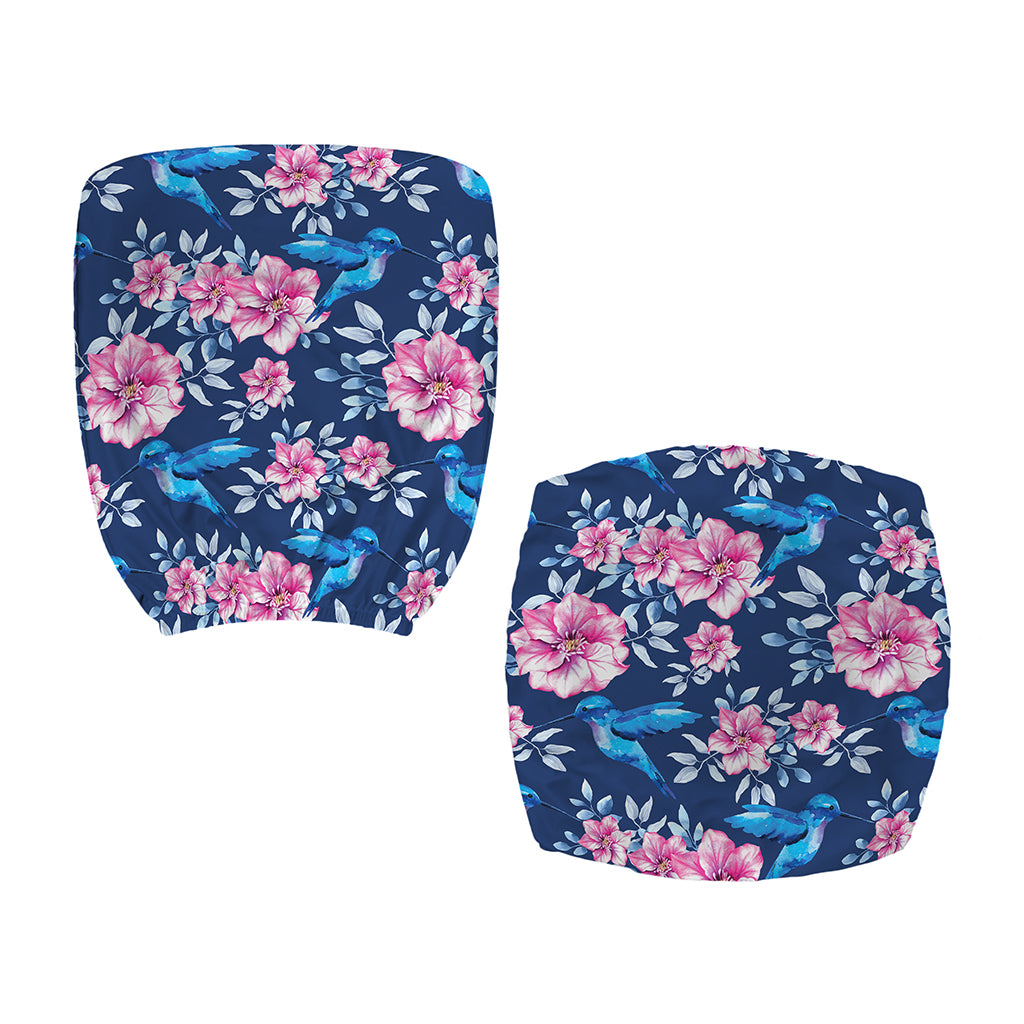 Pink Flowers And Hummingbird Print Office Chair Cover