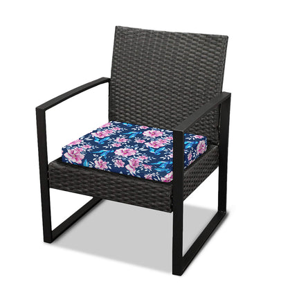 Pink Flowers And Hummingbird Print Outdoor Seat Cushion Cover